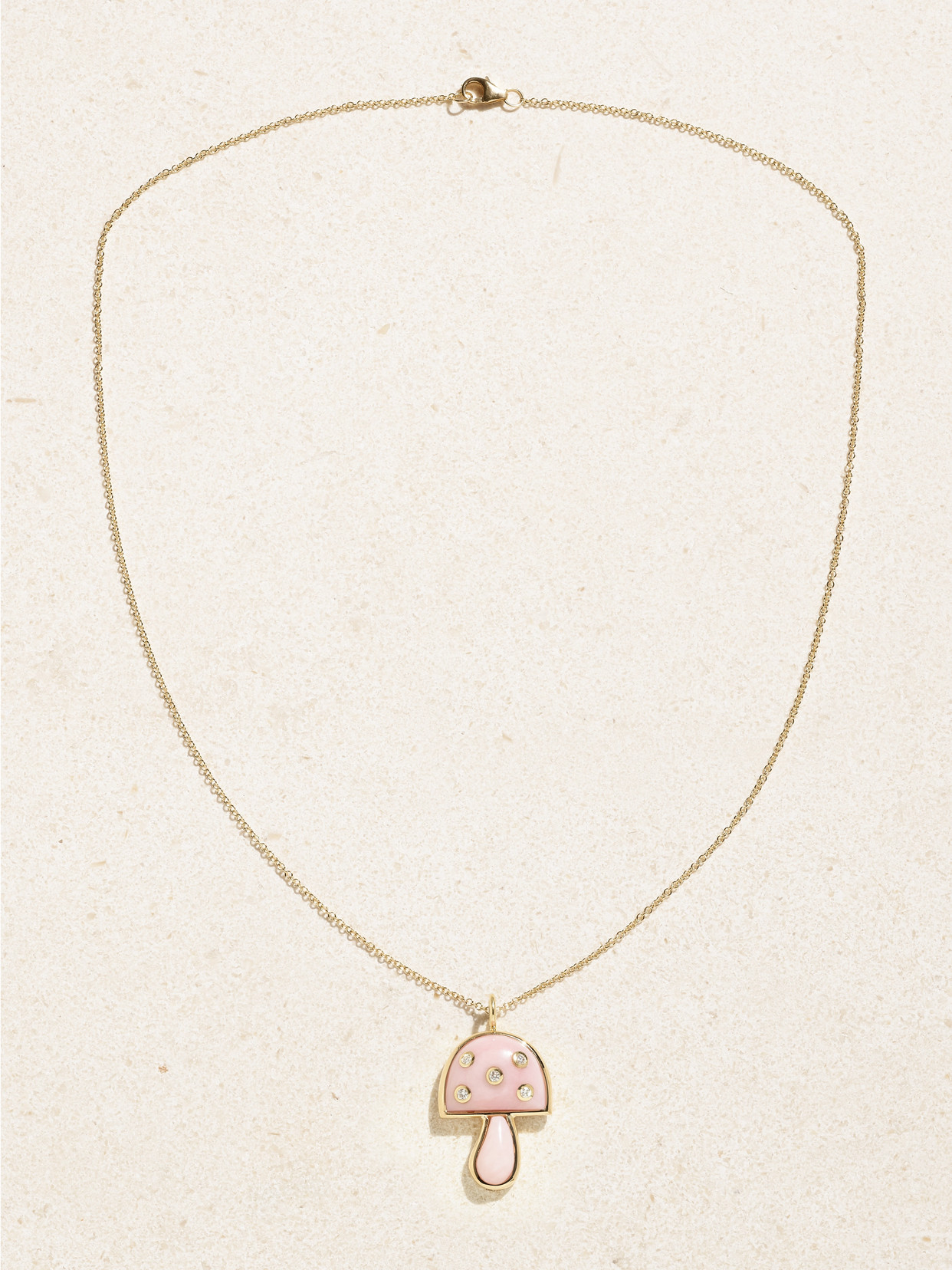 Brent Neale Mini Mushroom 18-karat Gold, Opal And Diamond Necklace In Gold