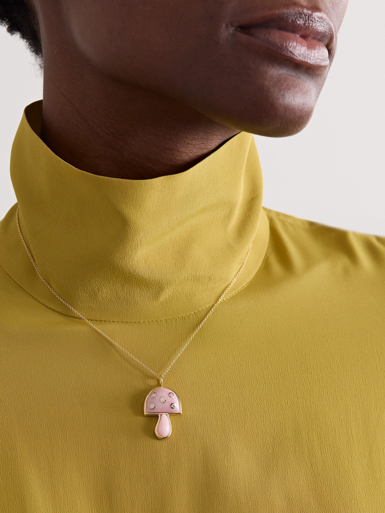 Brent Neale Mini Mushroom 18-karat Gold, Opal And Diamond Necklace In Gold