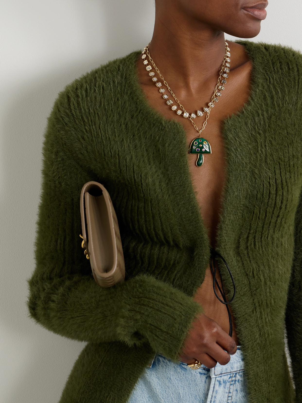 Brent Neale Magic Mushroom Large 18-karat Gold, Malachite And Sapphire Necklace In Gold