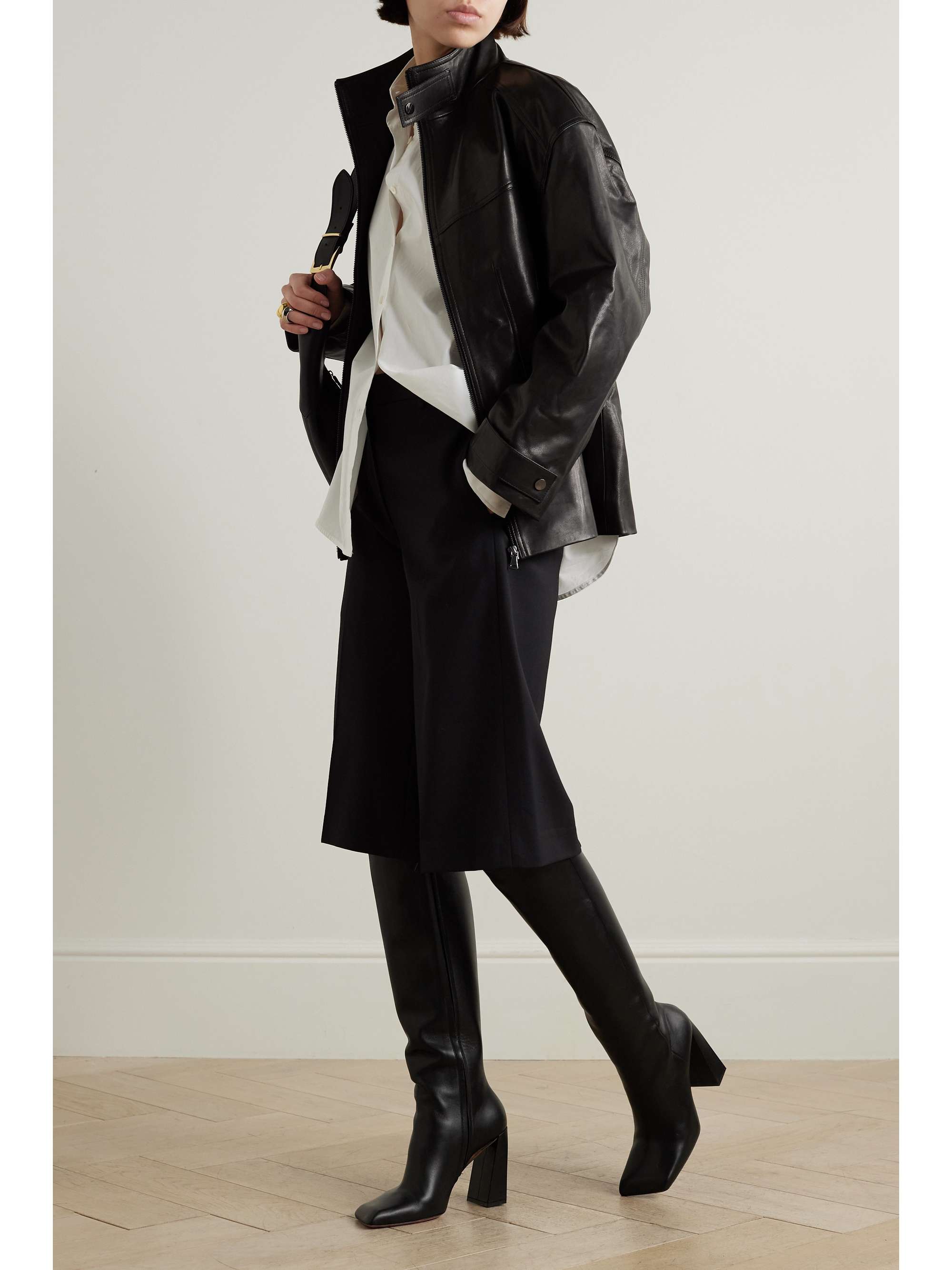 NOUR HAMMOUR Rue paneled leather jacket | NET-A-PORTER