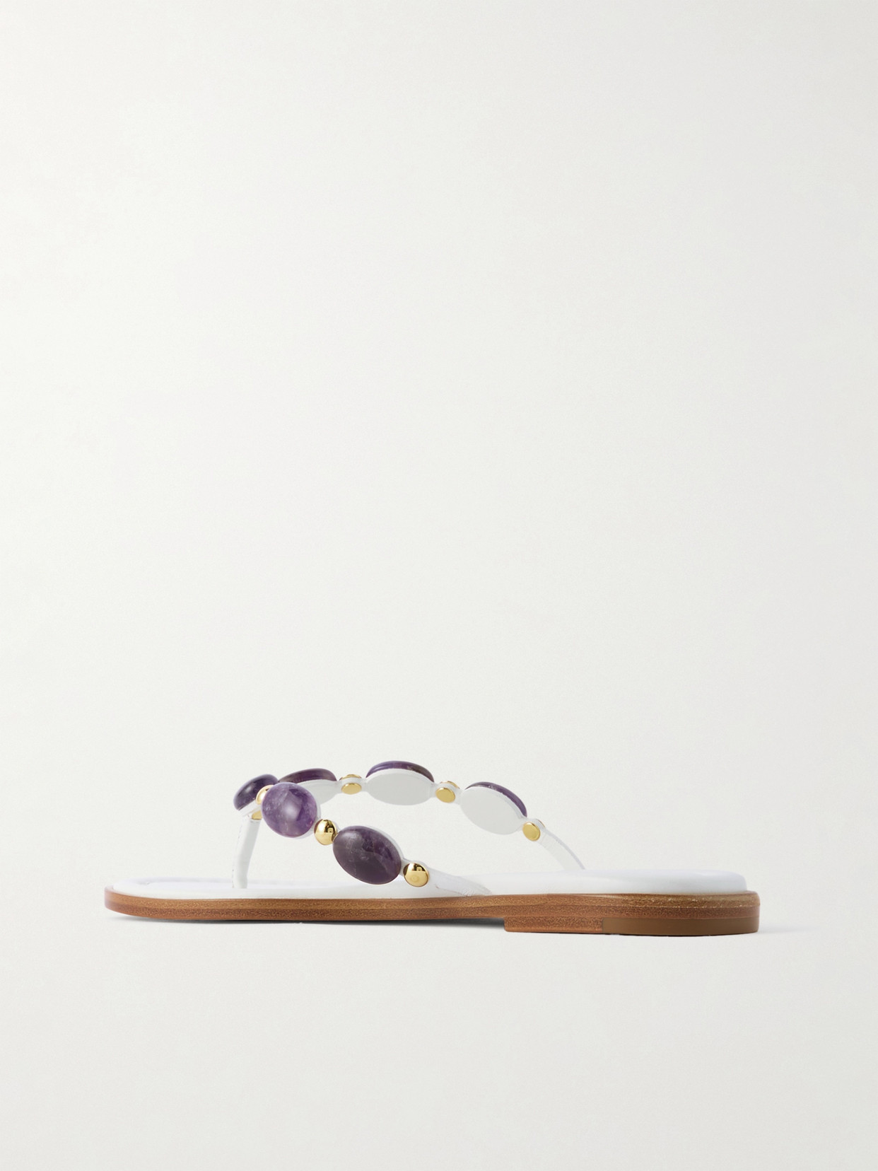 Gianvito Rossi Shanti Embellished Leather Flip Flops In White