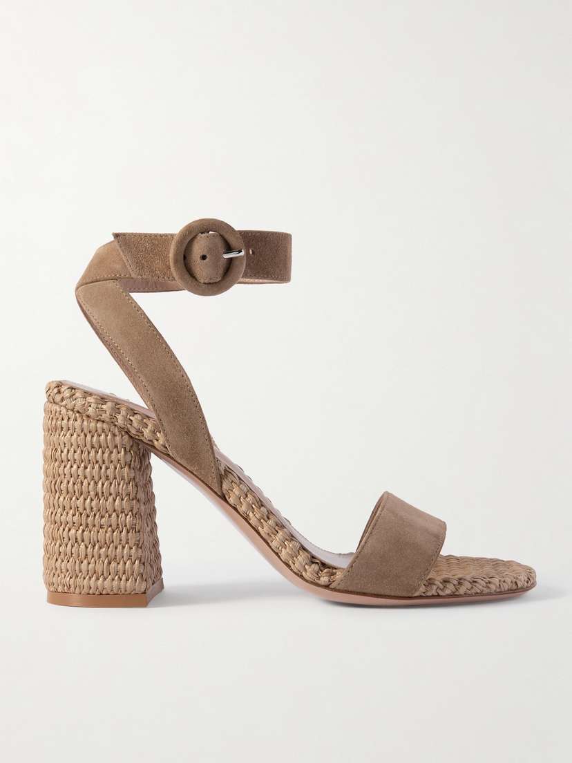 Gianvito Rossi Luana 85 Suede And Raffia Sandals