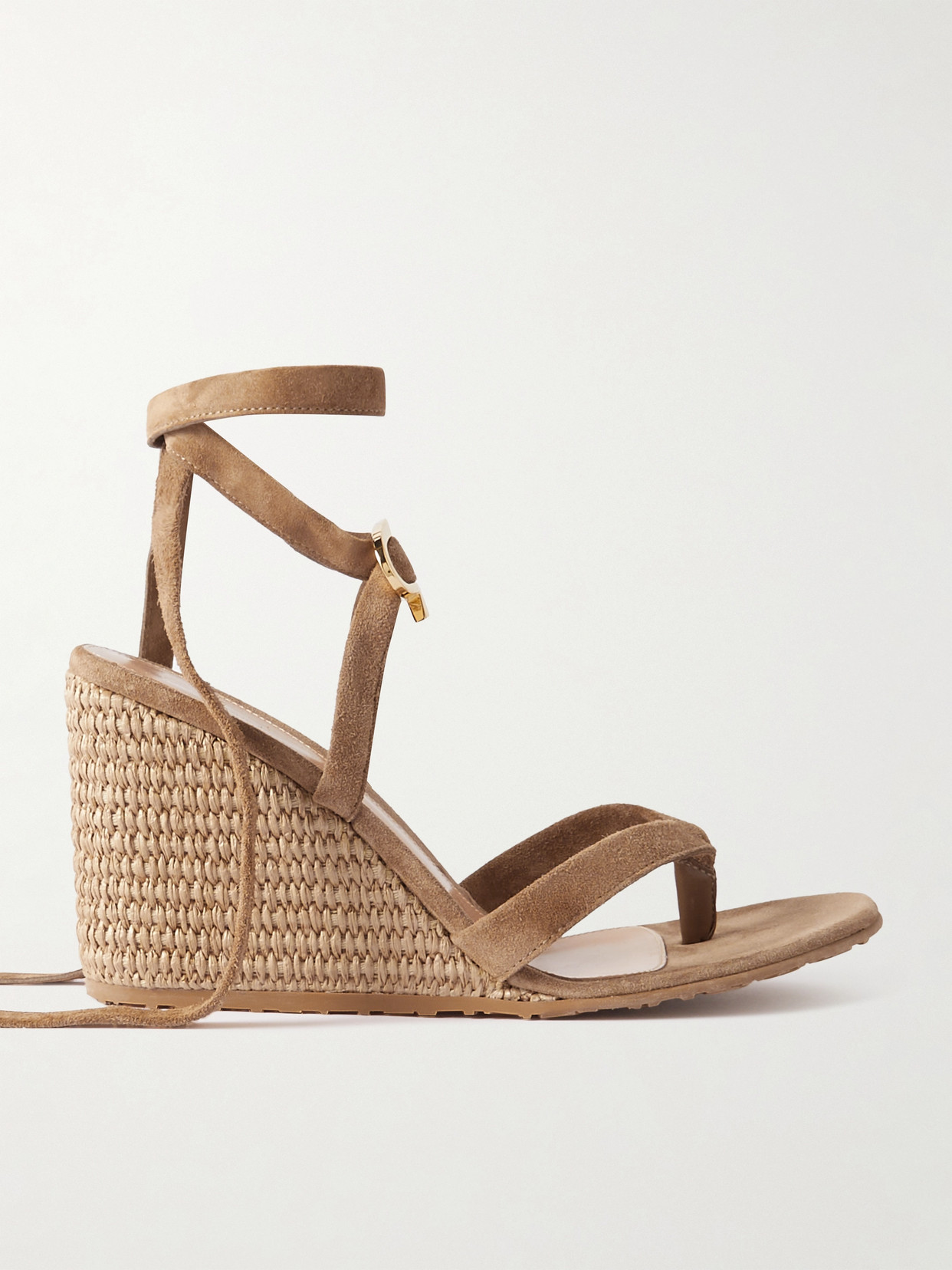 Gianvito Rossi Oleg 85 Suede Wedge Sandals In Neutrals