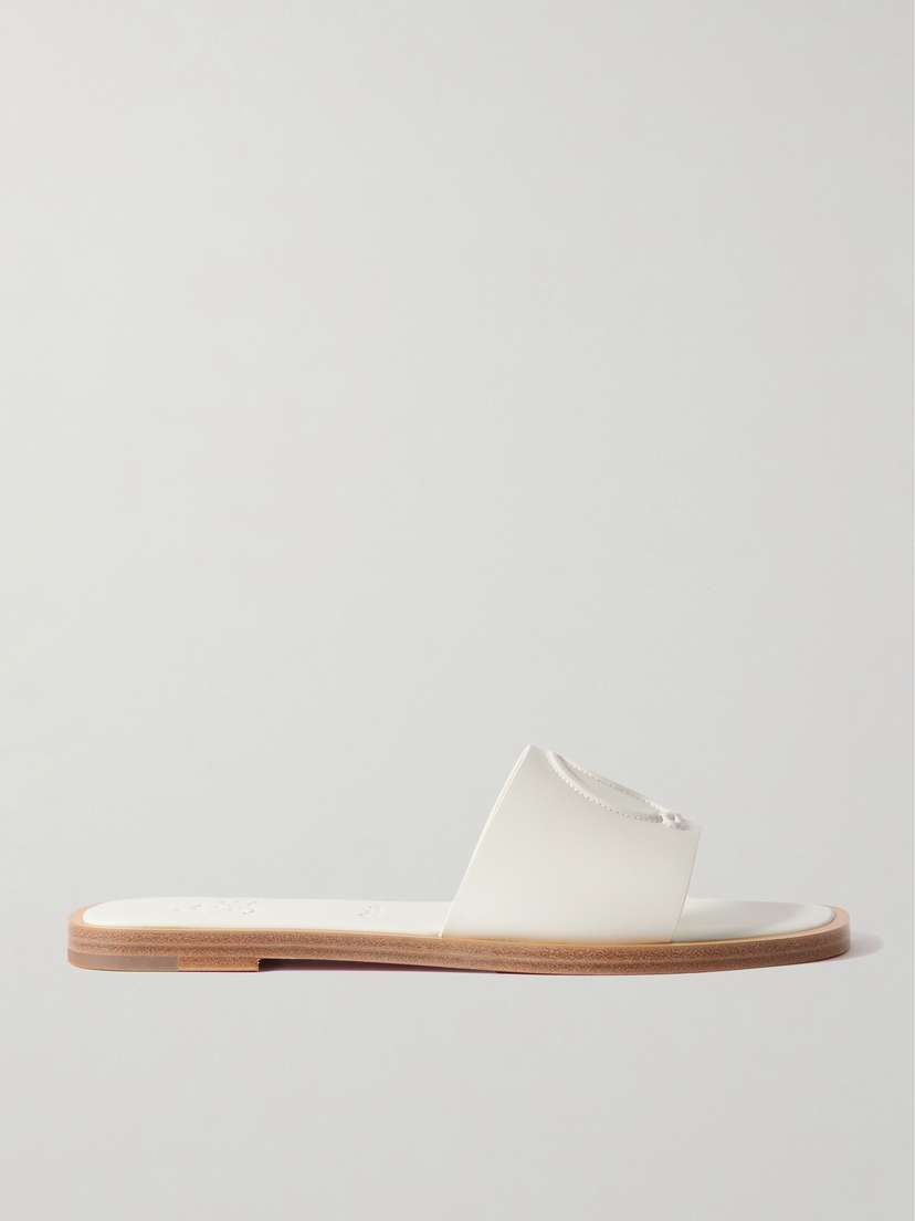 Christian Louboutin Cl Logo-embossed Leather Slides