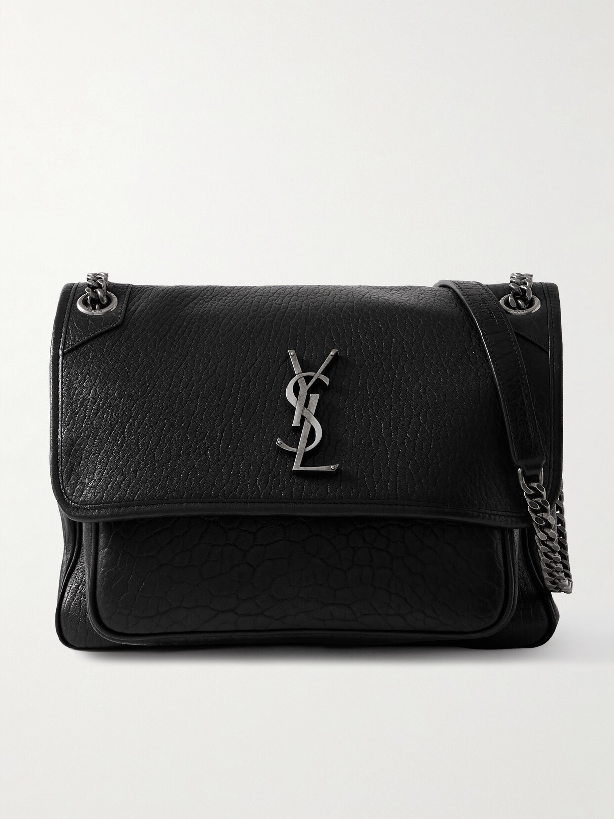 Saint Laurent Niki Medium Crinkled-leather Shoulder Bag In Black