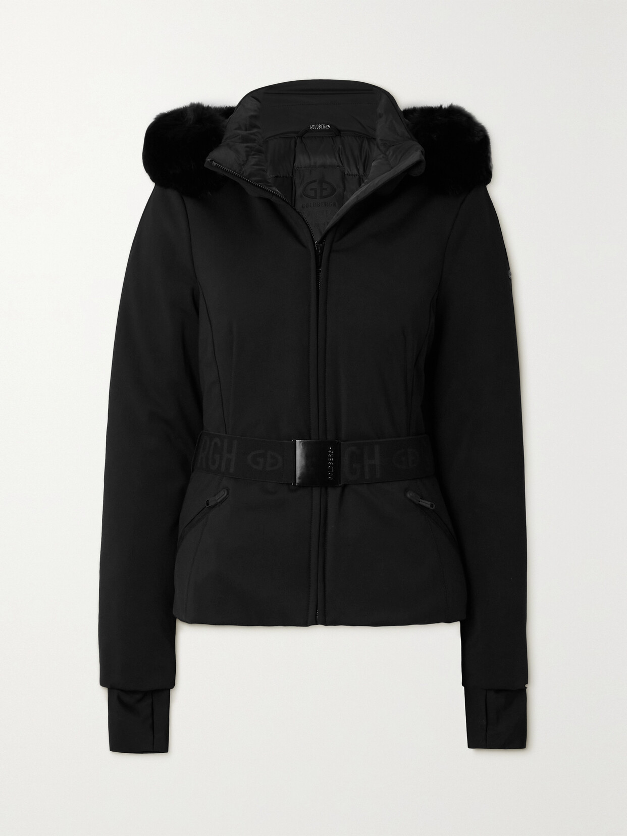Goldbergh Hida Faux Fur-trimmed Hooded Ski Jacket In Black