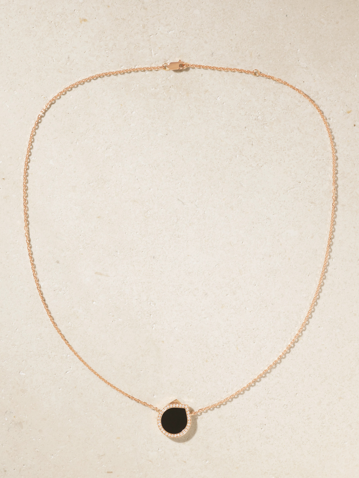 Repossi Antifer 18-karat Rose Gold, Onyx And Diamond Necklace In Black