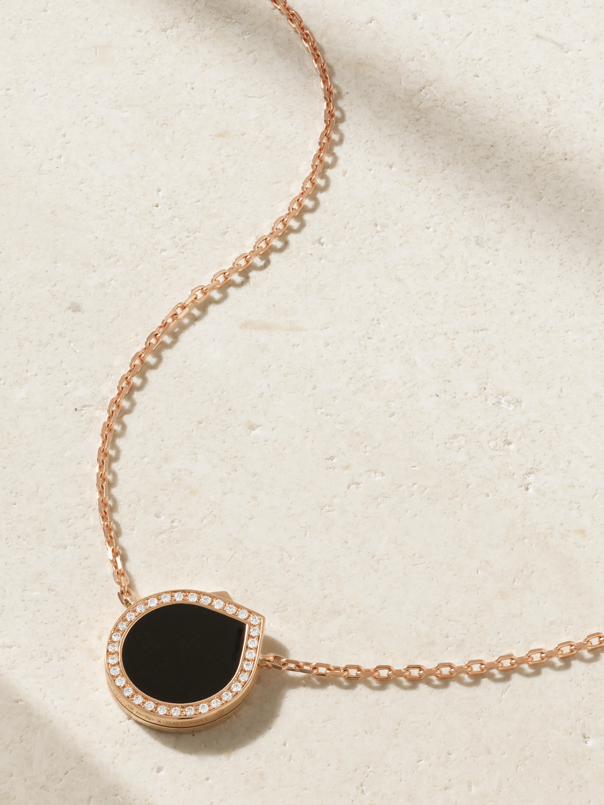 Repossi Antifer 18-karat Rose Gold, Onyx And Diamond Necklace In Black