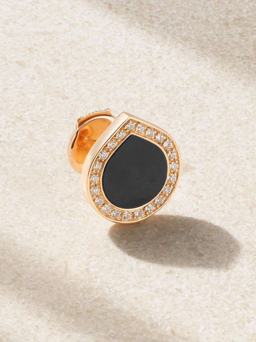 Repossi Antifer 18-karat Rose Gold, Onyx And Diamond Single Earring
