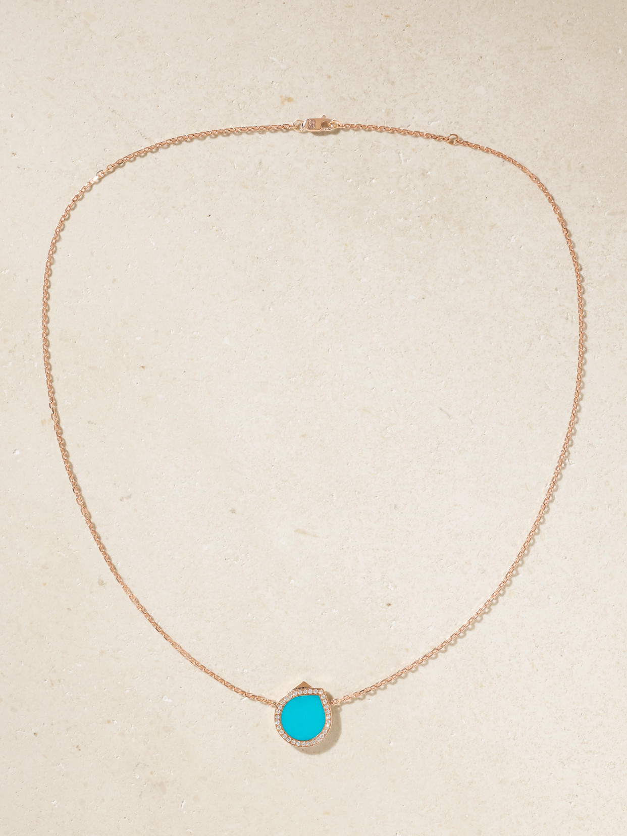 Repossi Antifer 18-karat Rose Gold, Turquoise And Diamond Necklace In Blue