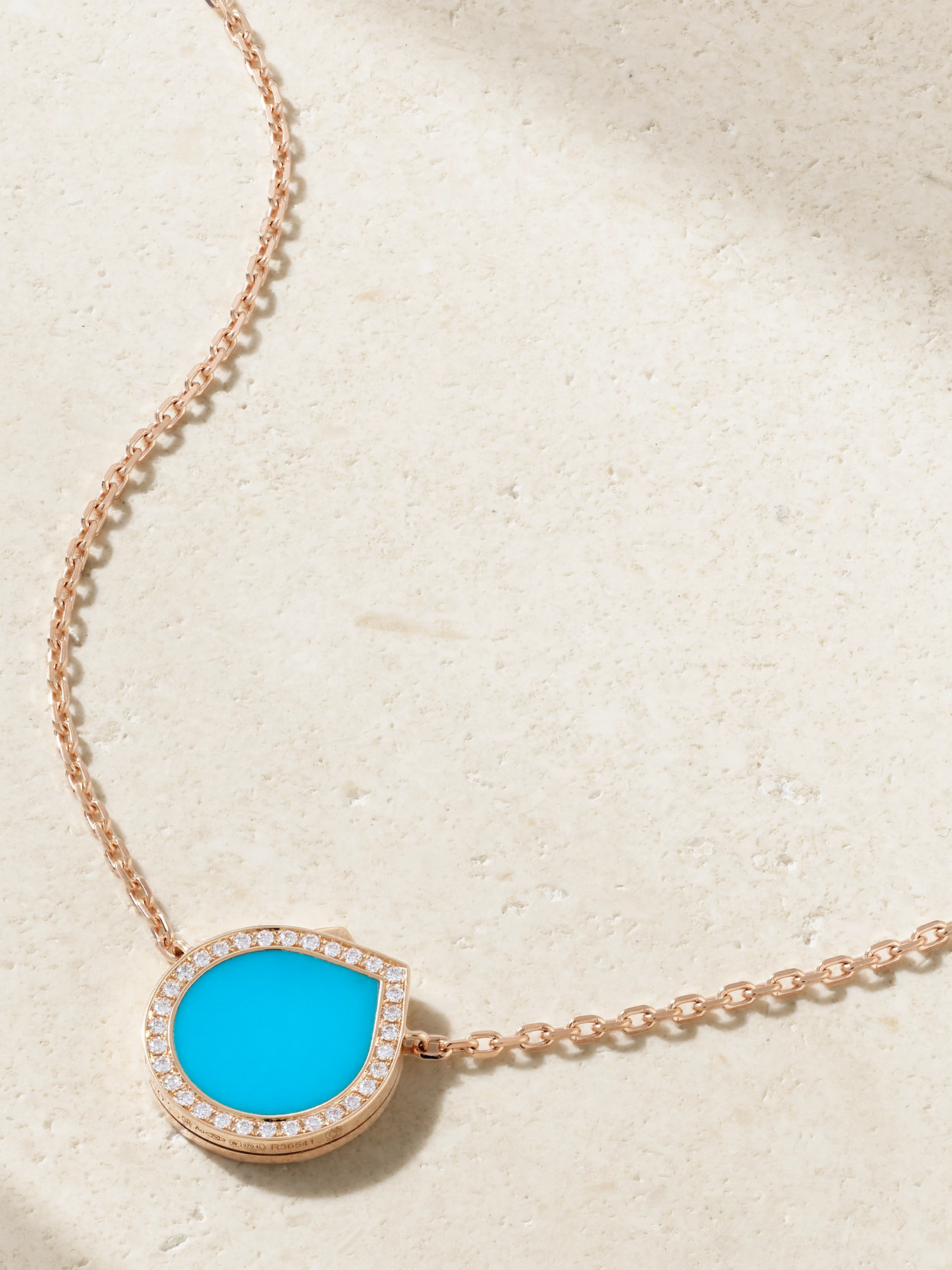 Repossi Antifer 18-karat Rose Gold, Turquoise And Diamond Necklace In Blue