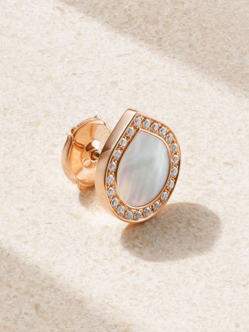 Repossi Antifer 18-karat Rose Gold, Mother-of-pearl And Diamond Single Earring