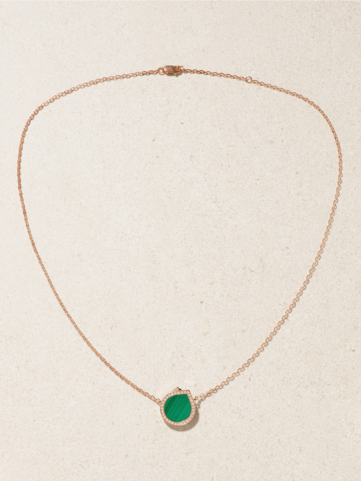 Repossi Antifer 18-karat Rose Gold, Malachite And Diamond Necklace In Green