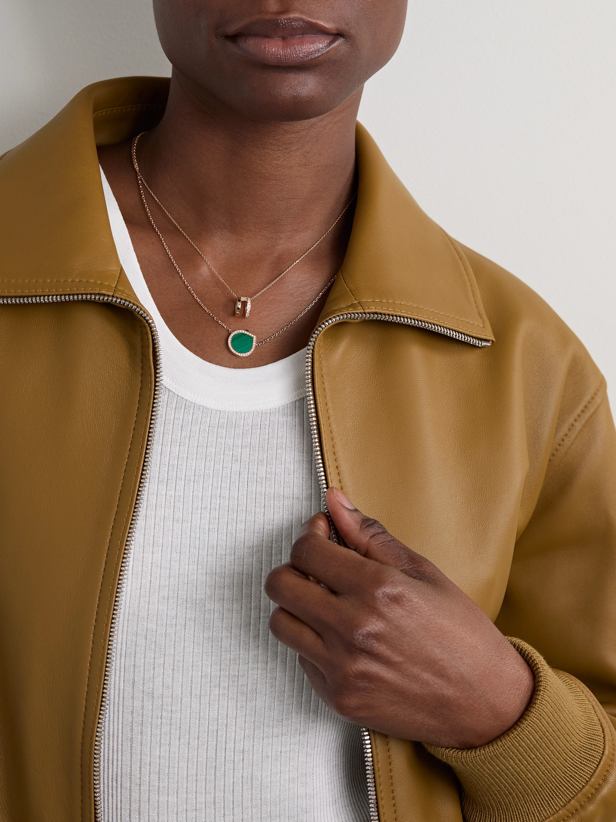 Repossi Antifer 18-karat Rose Gold, Malachite And Diamond Necklace In Green