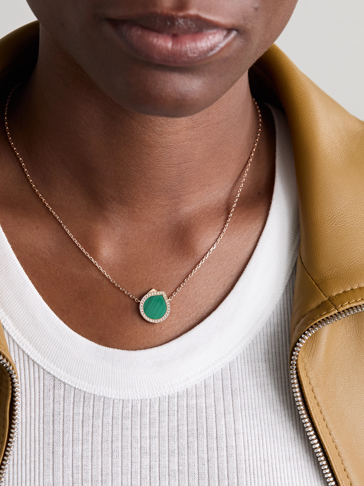 Repossi Antifer 18-karat Rose Gold, Malachite And Diamond Necklace In Green
