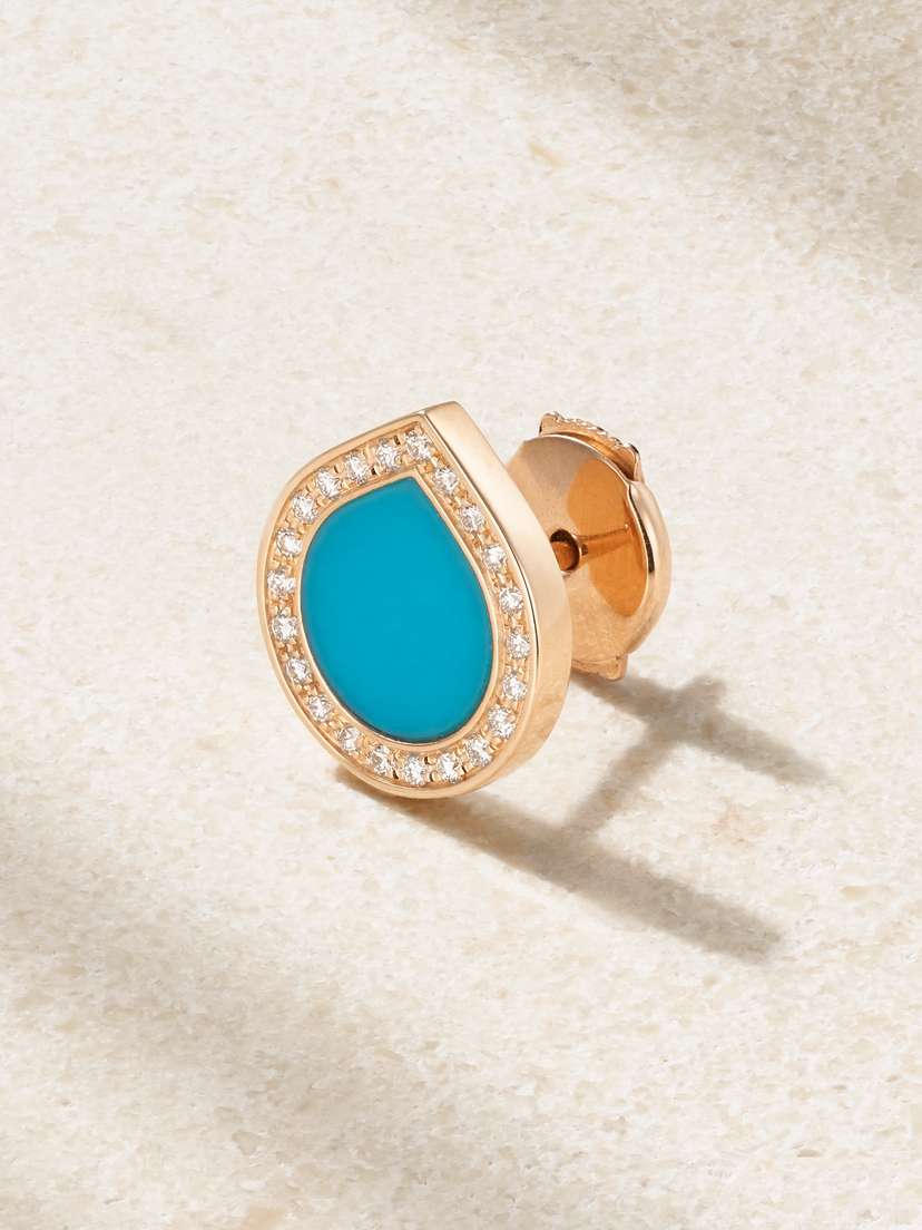 Repossi Antifer 18-karat Rose Gold, Turquoise And Diamond Single Earring