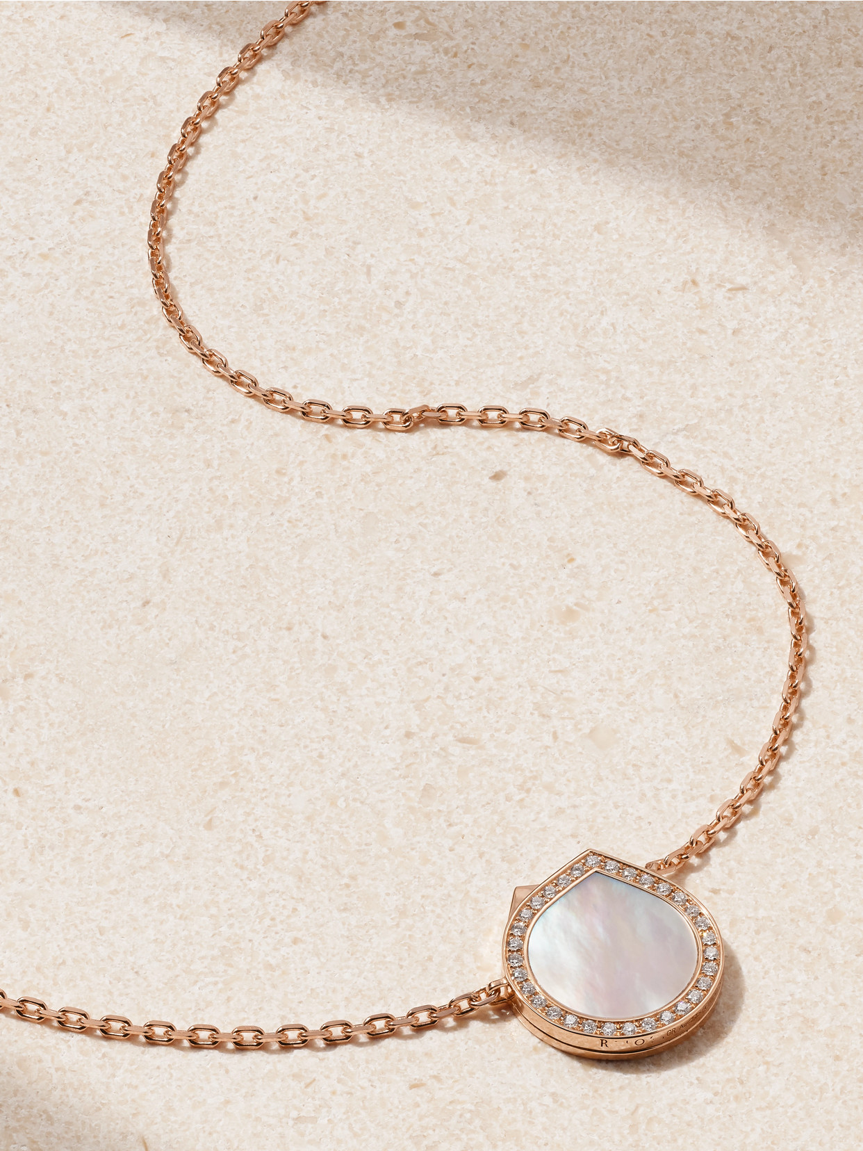 Repossi Antifer 18-karat Rose Gold, Mother-of-pearl And Diamond Necklace In White