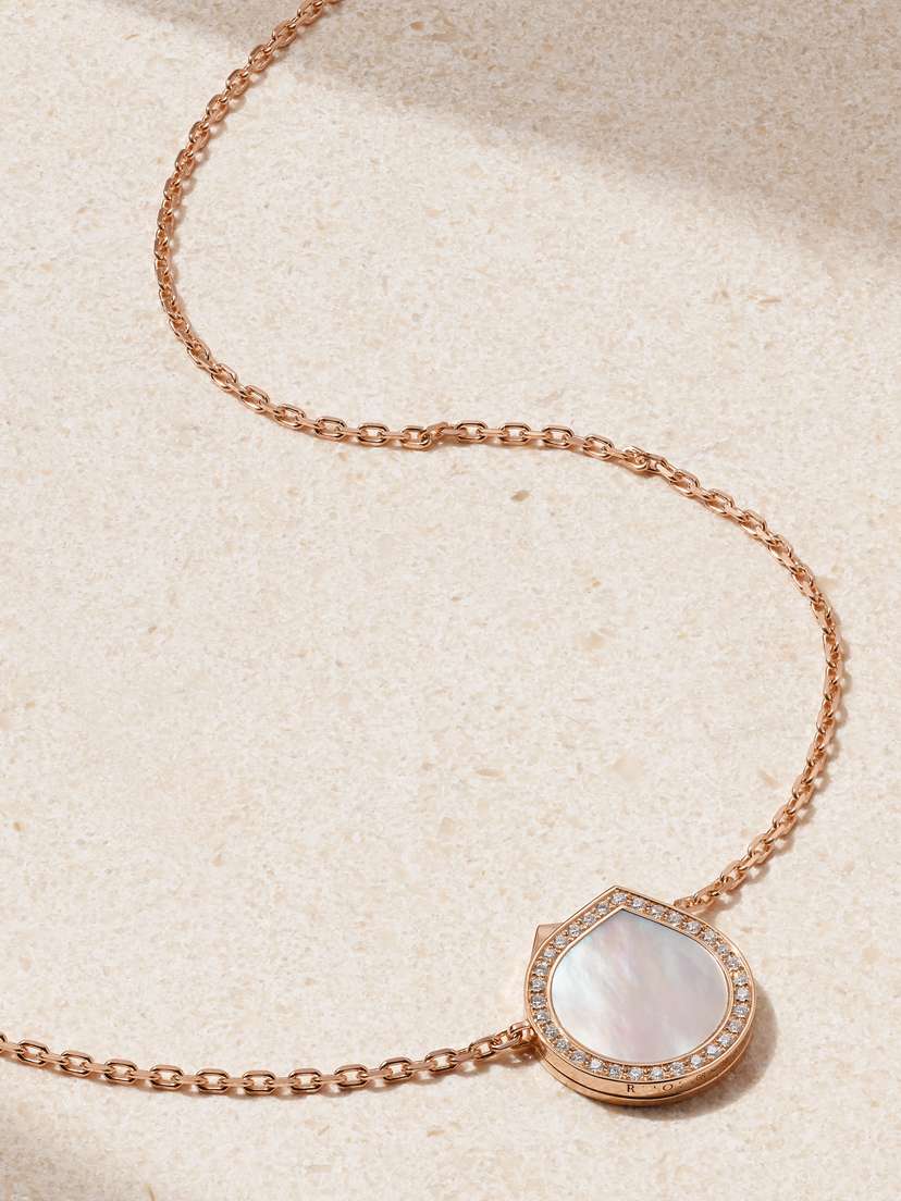 Repossi Antifer 18-karat Rose Gold, Mother-of-pearl And Diamond Necklace