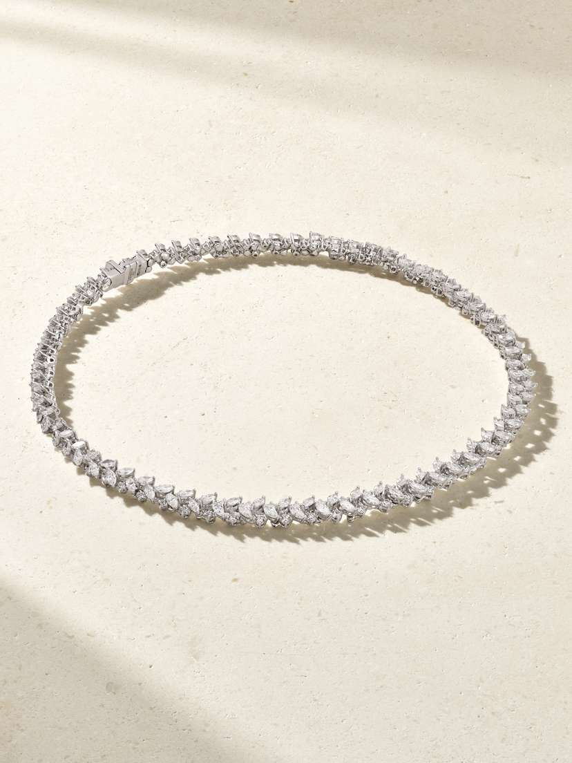 YEPREM 18-karat White Gold Diamond Necklace