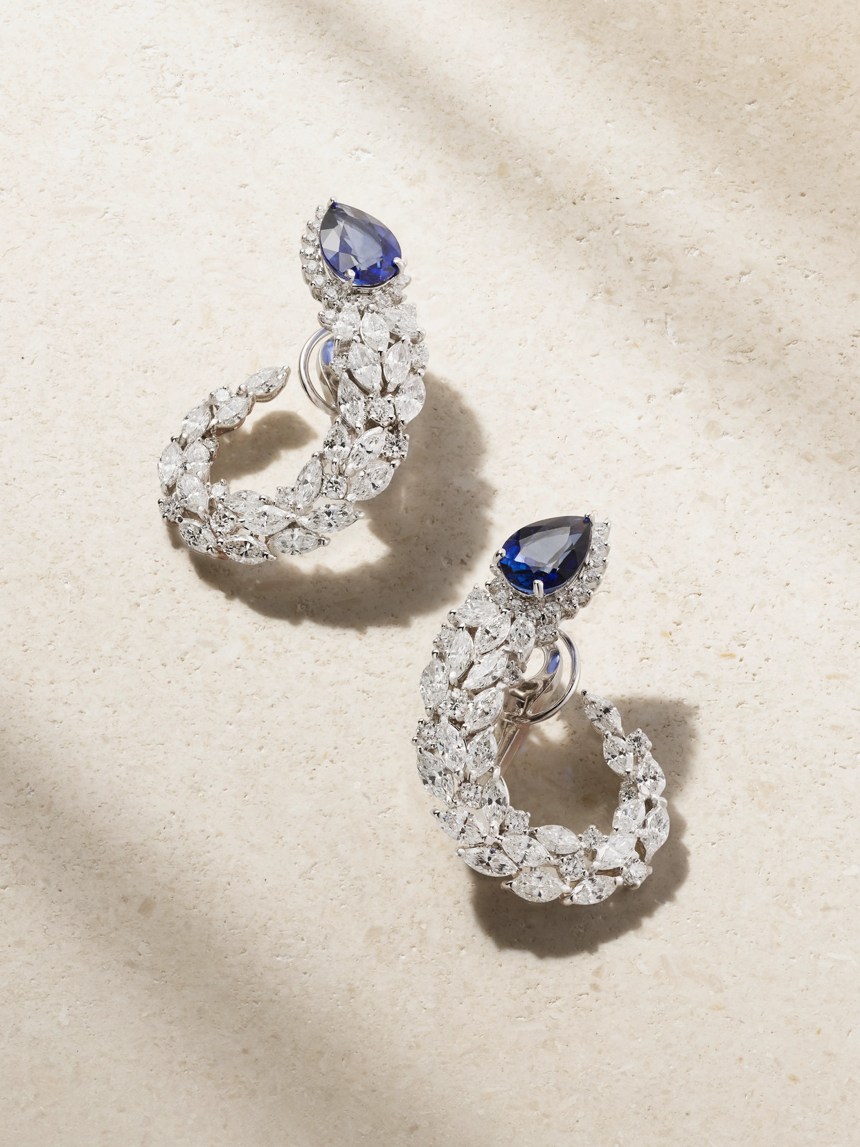 YEPREM - 18-karat White Gold, Diamond And Sapphire Earrings - One size