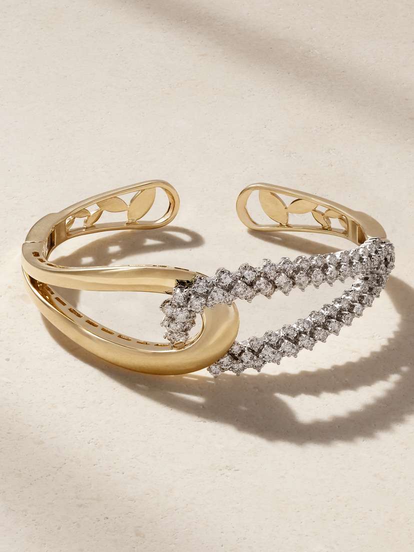 YEPREM 18-karat White And Yellow Gold Diamond Cuff