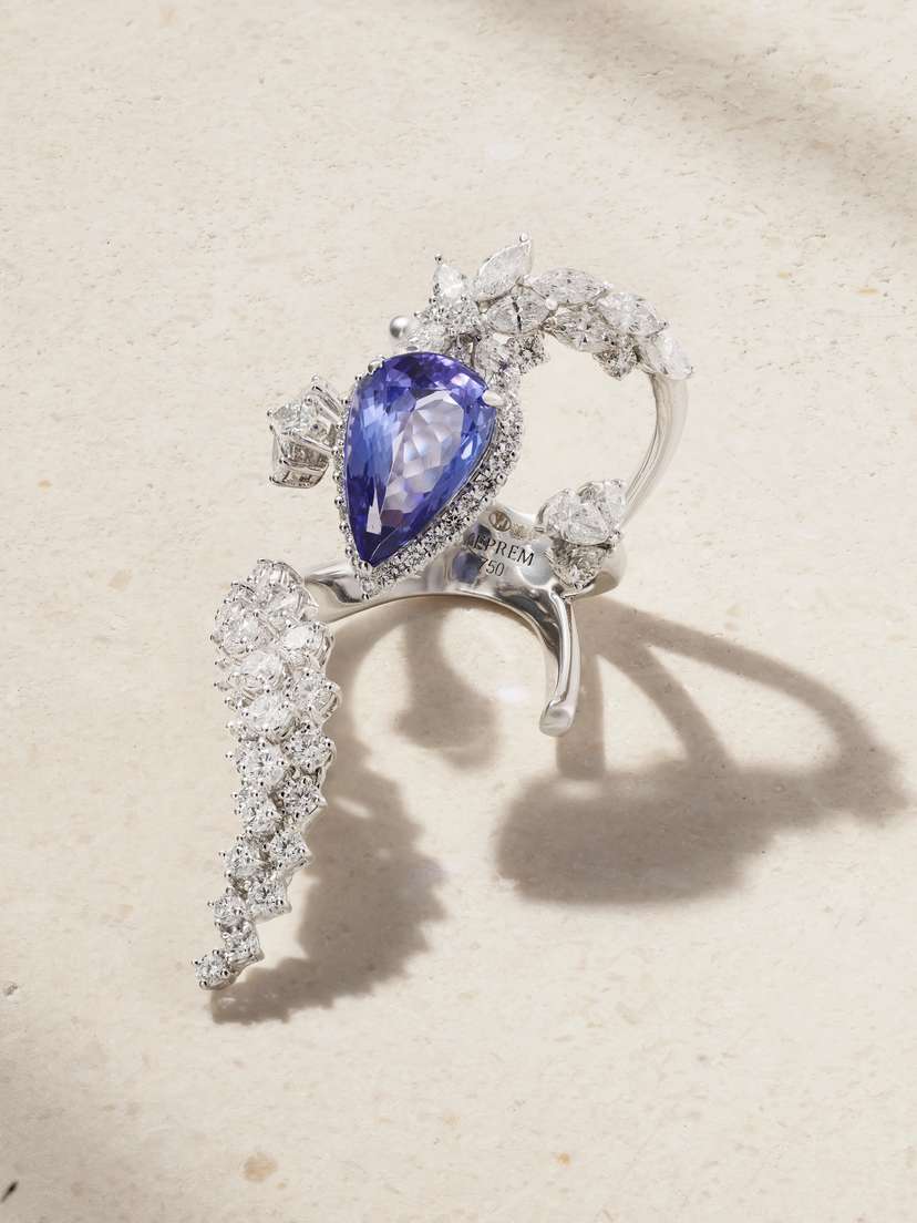YEPREM 18-karat White Gold Tanzanite And Diamond Ring