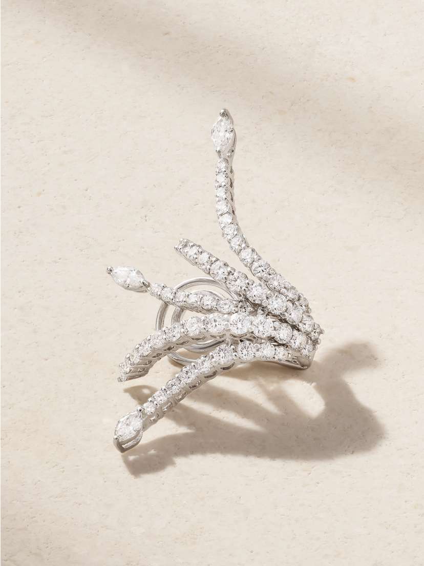 YEPREM 18-karat White Gold Diamond Single Clip Earring