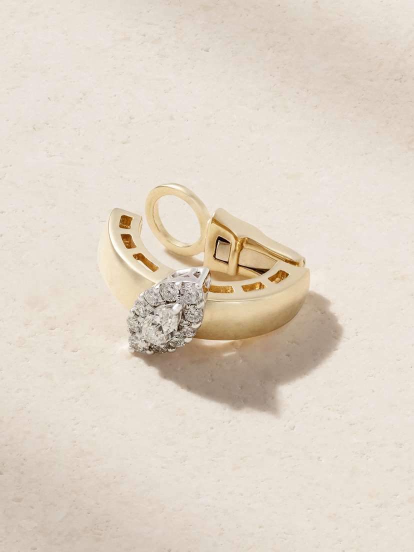 YEPREM 18-karat Yellow And White Gold Diamond Single Clip Earring