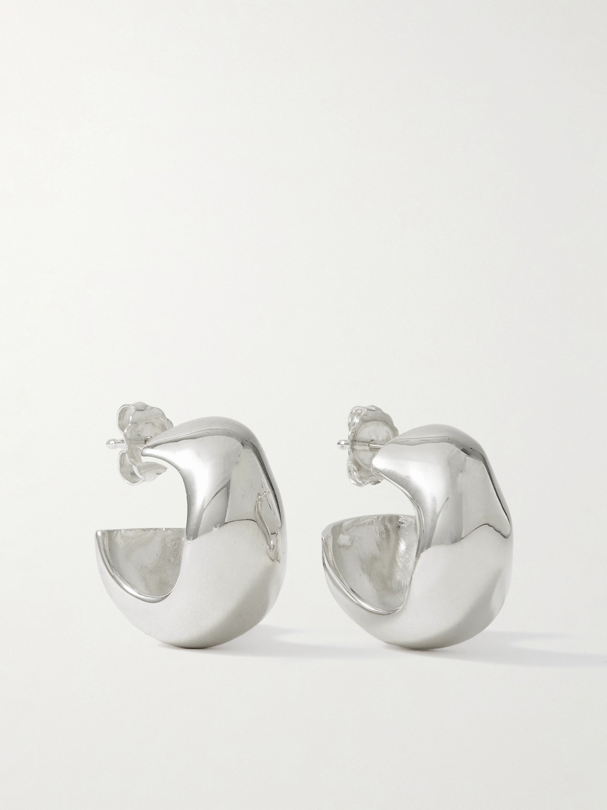 Agmes Celia Small Recycled Silver Hoop Earrings In White