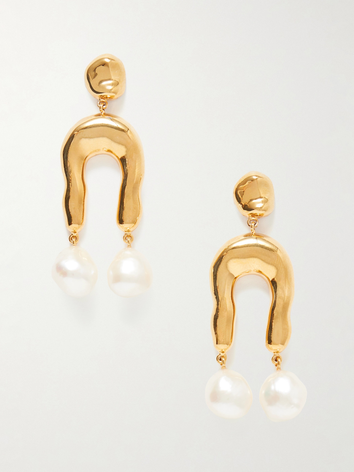 Agmes Small Imogene Recycled Gold Vermeil Pearl Earrings