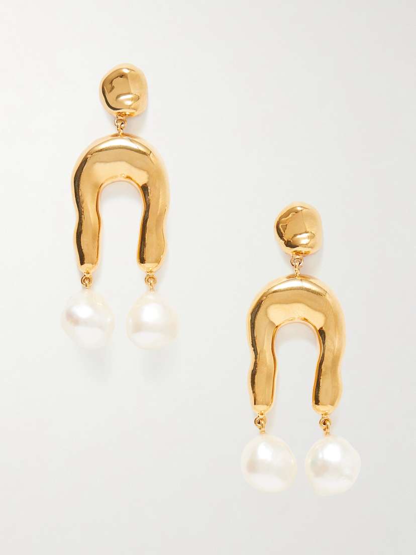 AGMES Small Imogene Recycled Gold Vermeil Pearl Earrings
