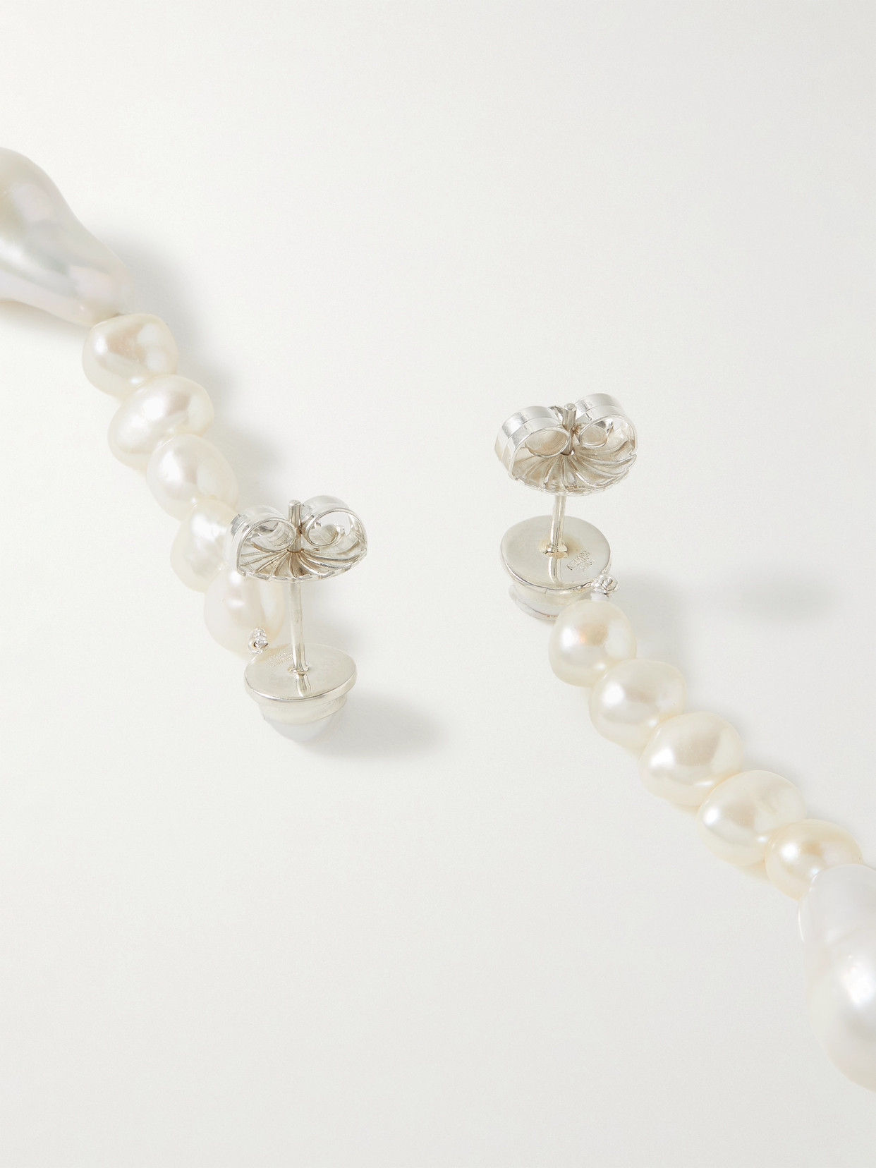 Agmes Emmanuel Recycled Silver Pearl Earrings In Silver