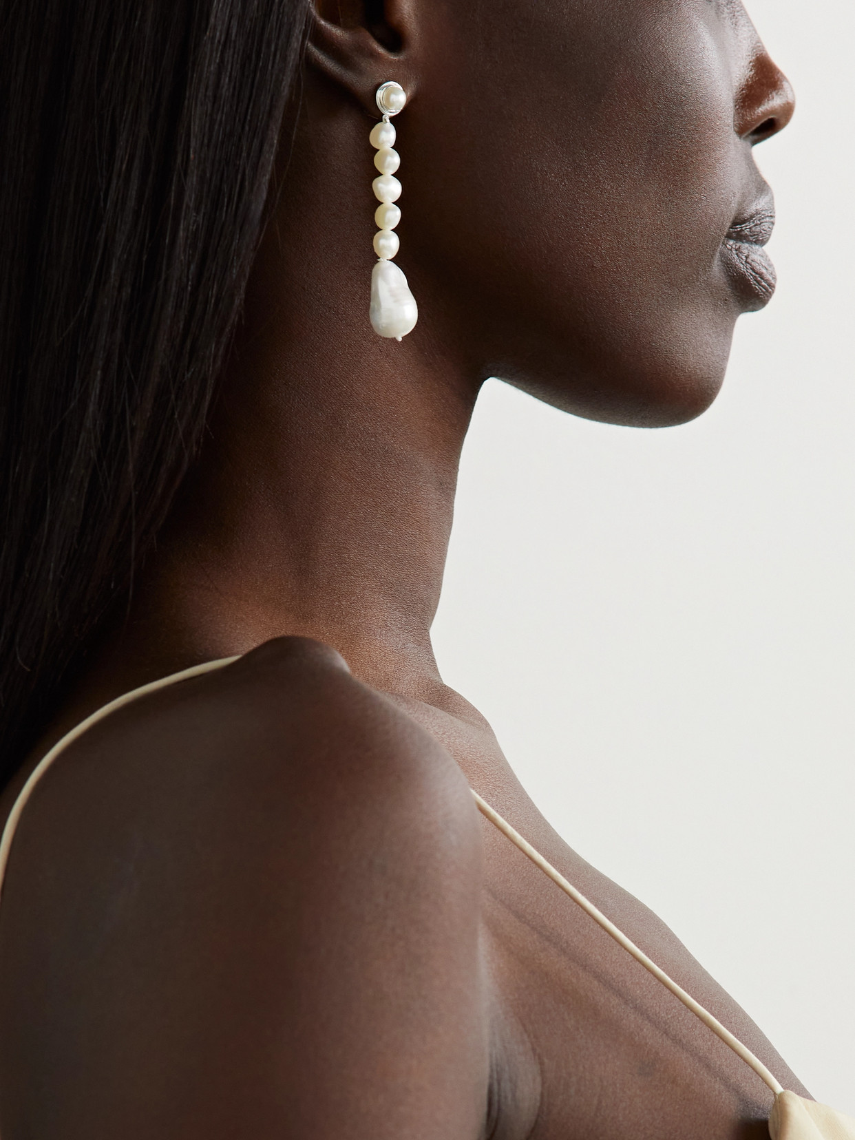 Agmes Emmanuel Recycled Silver Pearl Earrings In Silver