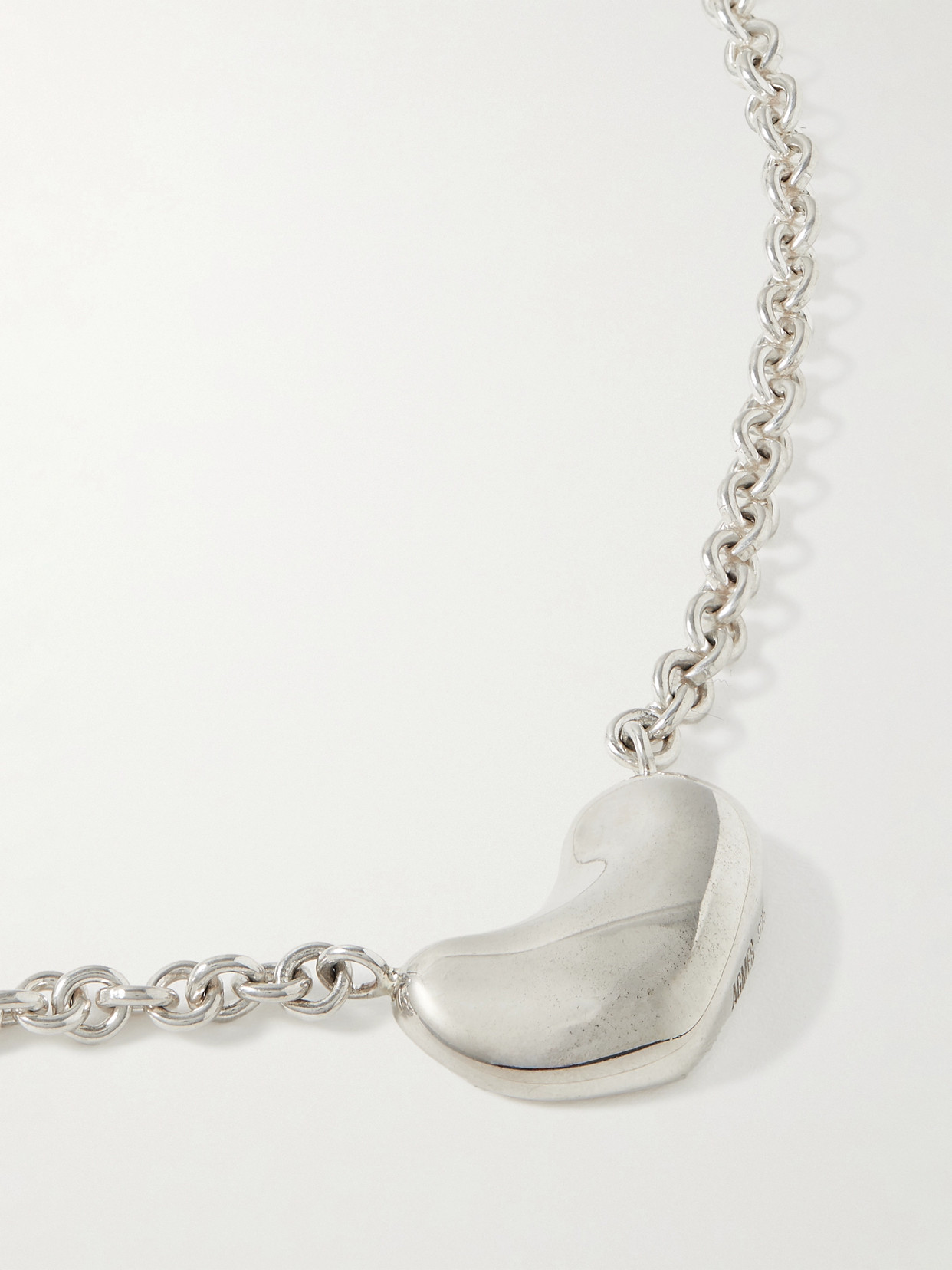 Agmes Small Sculpted Heart Recycled Sterling Silver Necklace In Silver