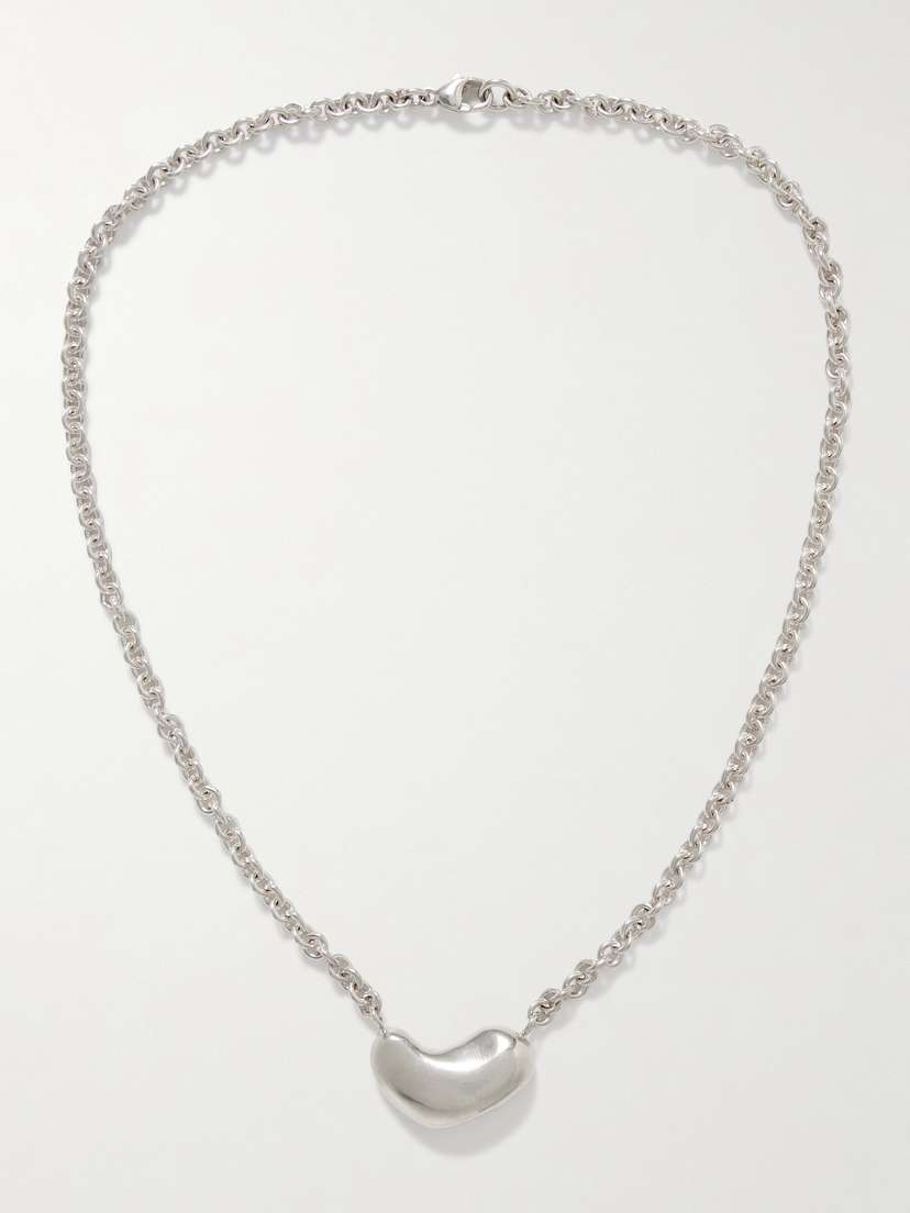 AGMES Small Sculpted Heart Recycled Sterling Silver Necklace