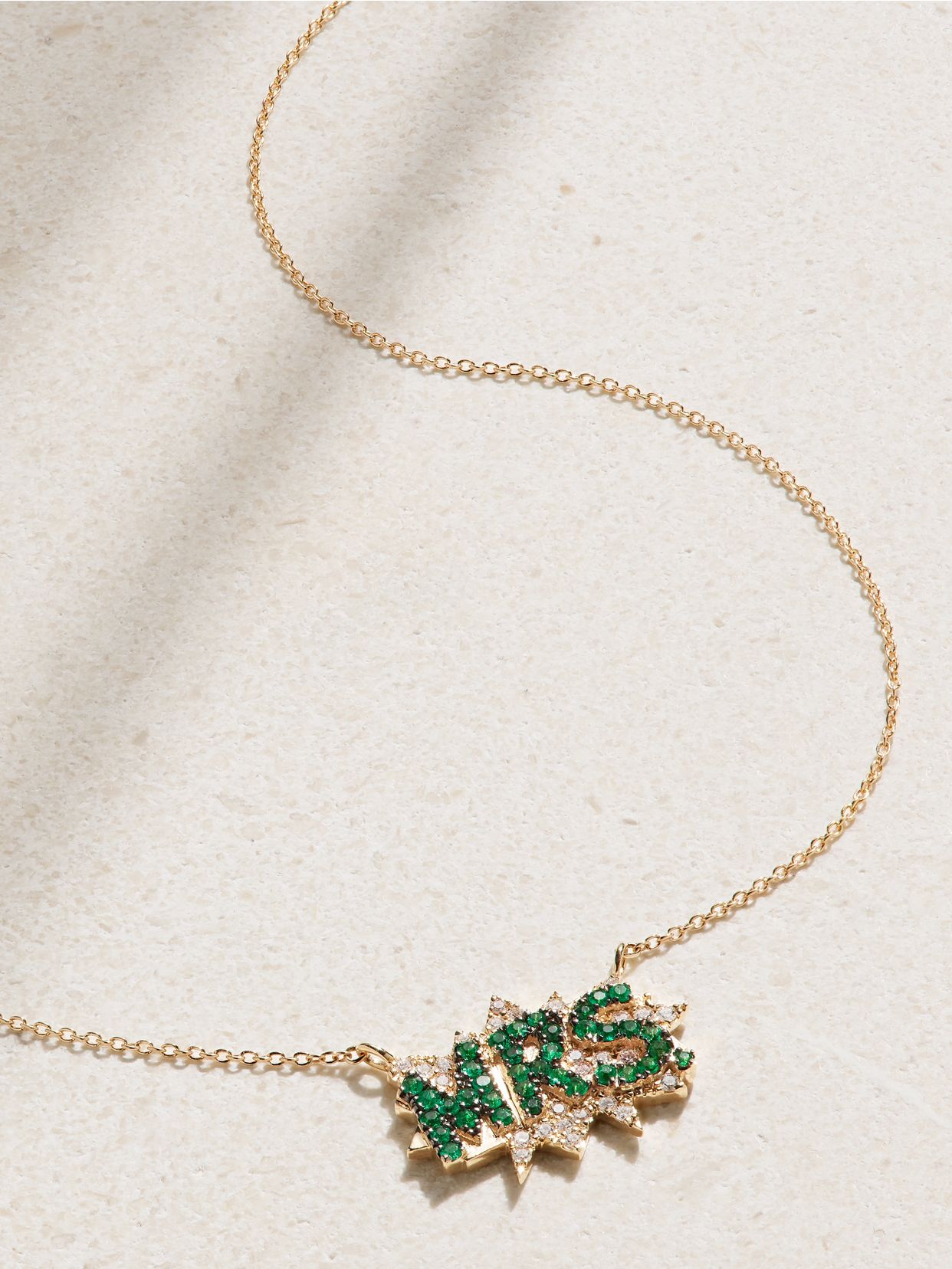 Mrs. 18-karat gold, emerald and diamond necklace