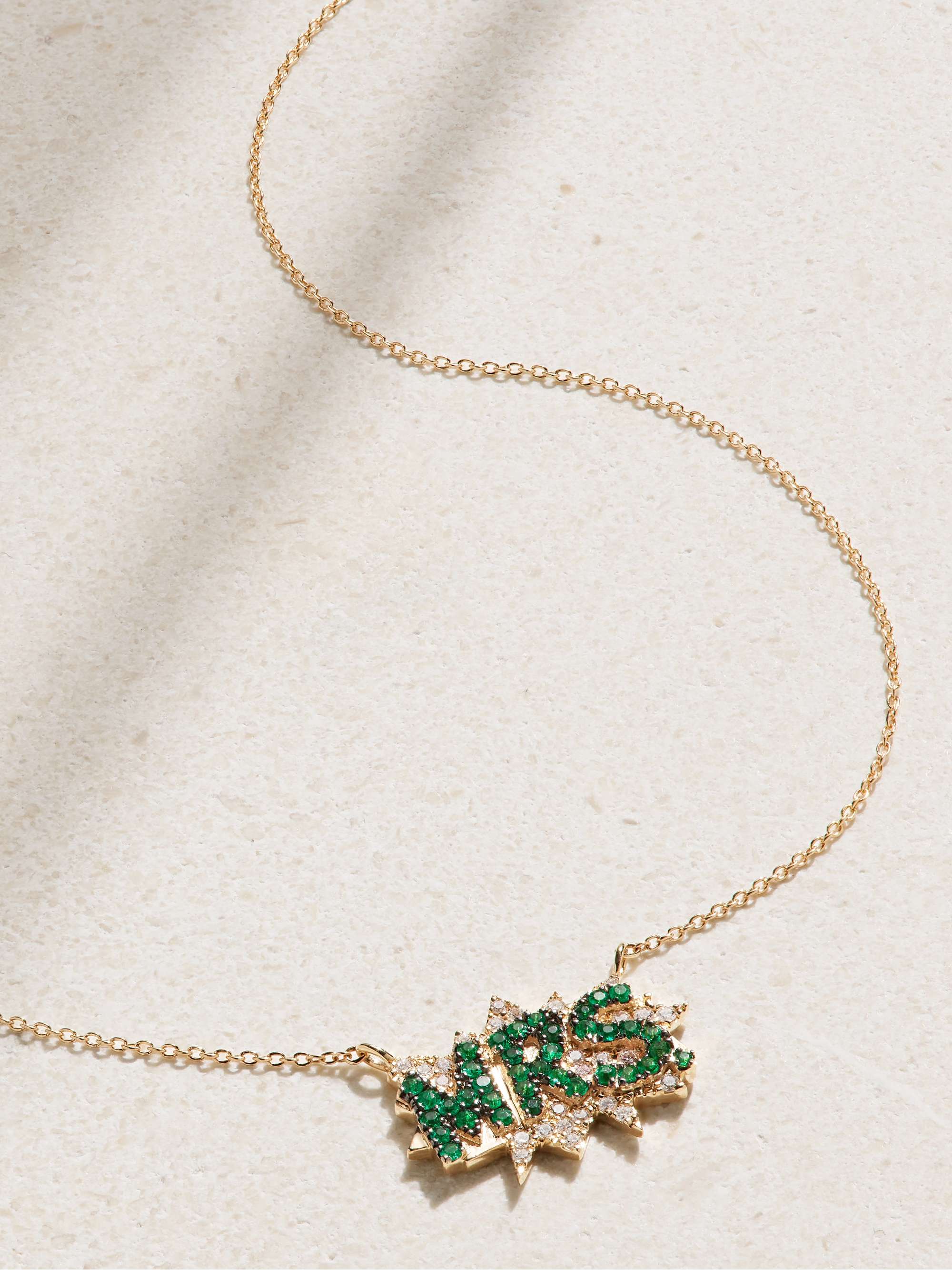 Mrs. 18 karat gold emerald and diamond necklace