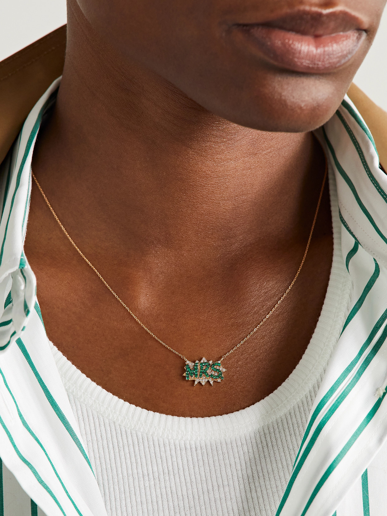 Diane Kordas Mrs. 18-karat Gold, Emerald And Diamond Necklace In Gold