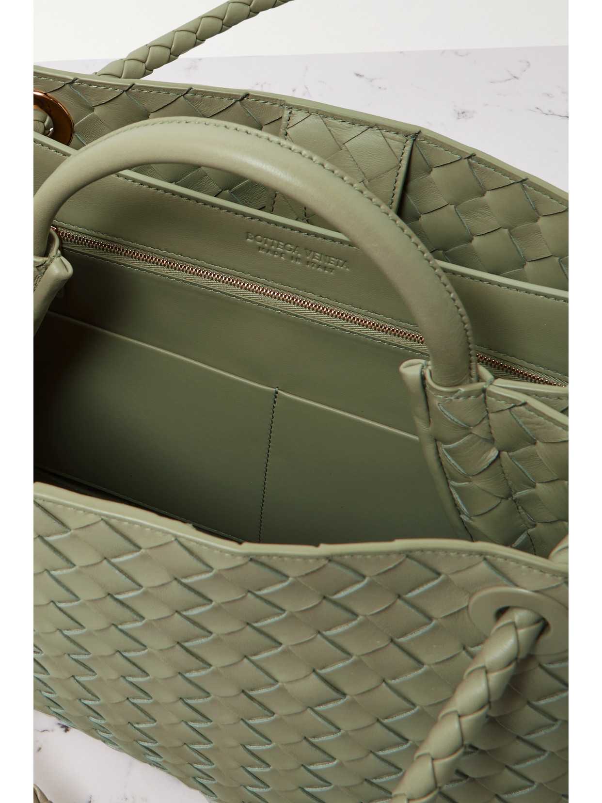 Andiamo Medium Intrecciato Leather Tote