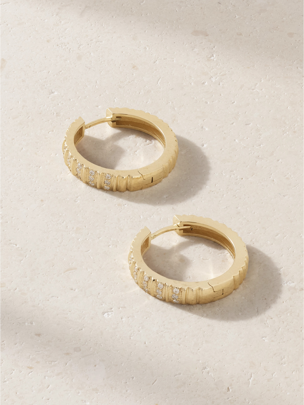 Marlo Laz - Juli 14-karat Gold Diamond Hoop Earrings - One size