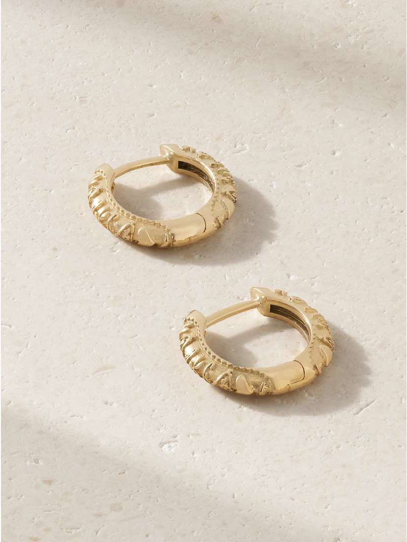 Marlo Laz Southwestern 14-karat Gold Hoop Earrings