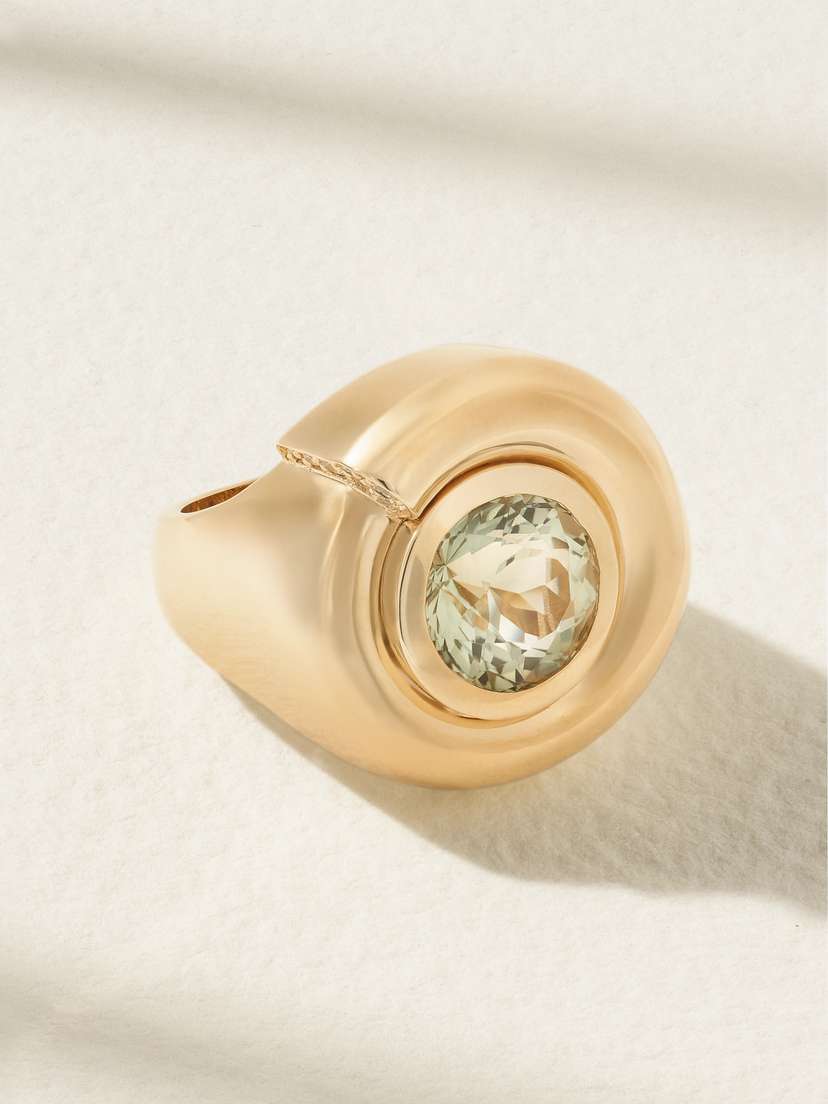 Mason and Books Nautilus 14-karat Gold, Prasiolite And Diamond Ring