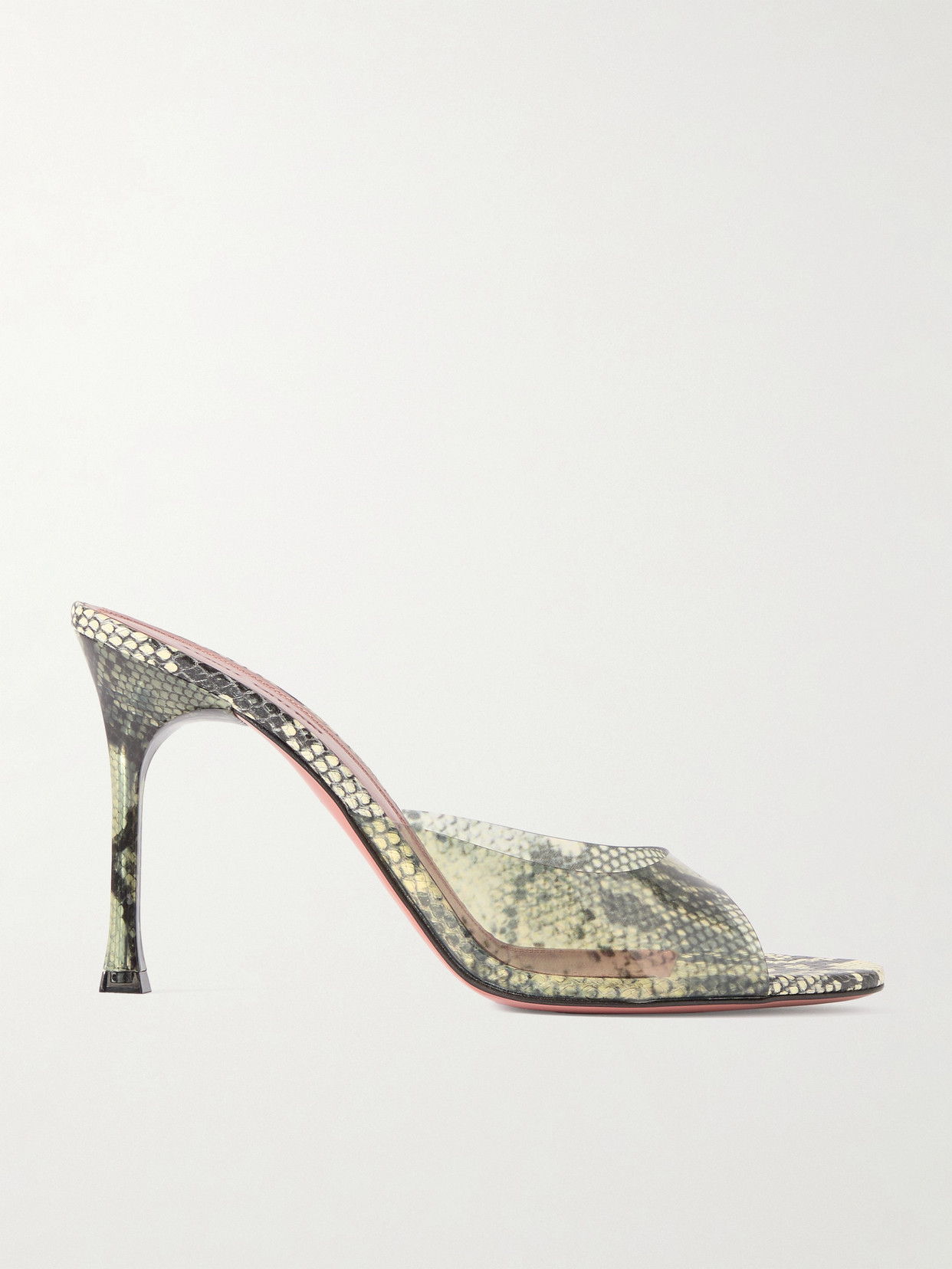 Amina Muaddi - Alexa Snake-print Pvc Mules - Animal print