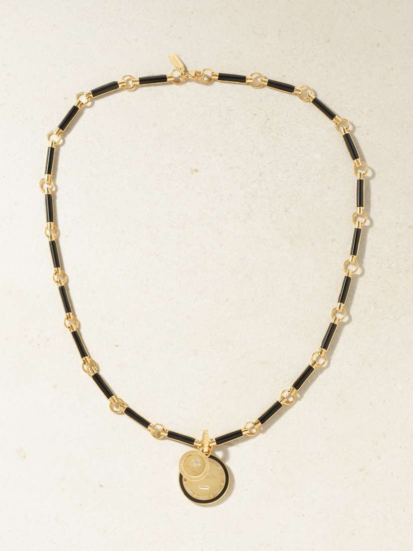 Foundrae Ever Growing Vivacity 18-karat Gold Onyx Necklace