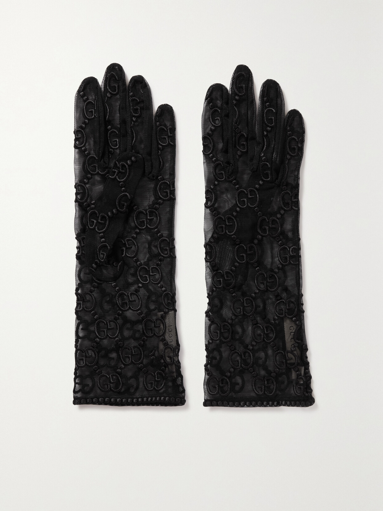 Gucci Embroidered Tulle Gloves