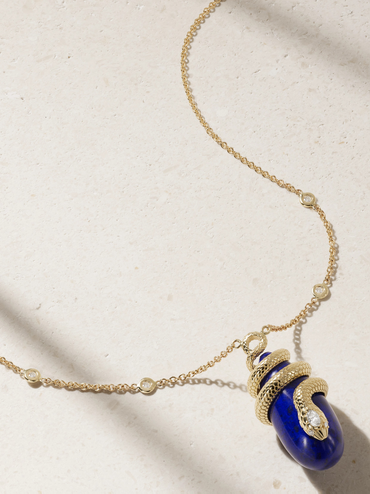 Jacquie Aiche 14-karat Gold, Diamond And Lapis Lazuli Necklace