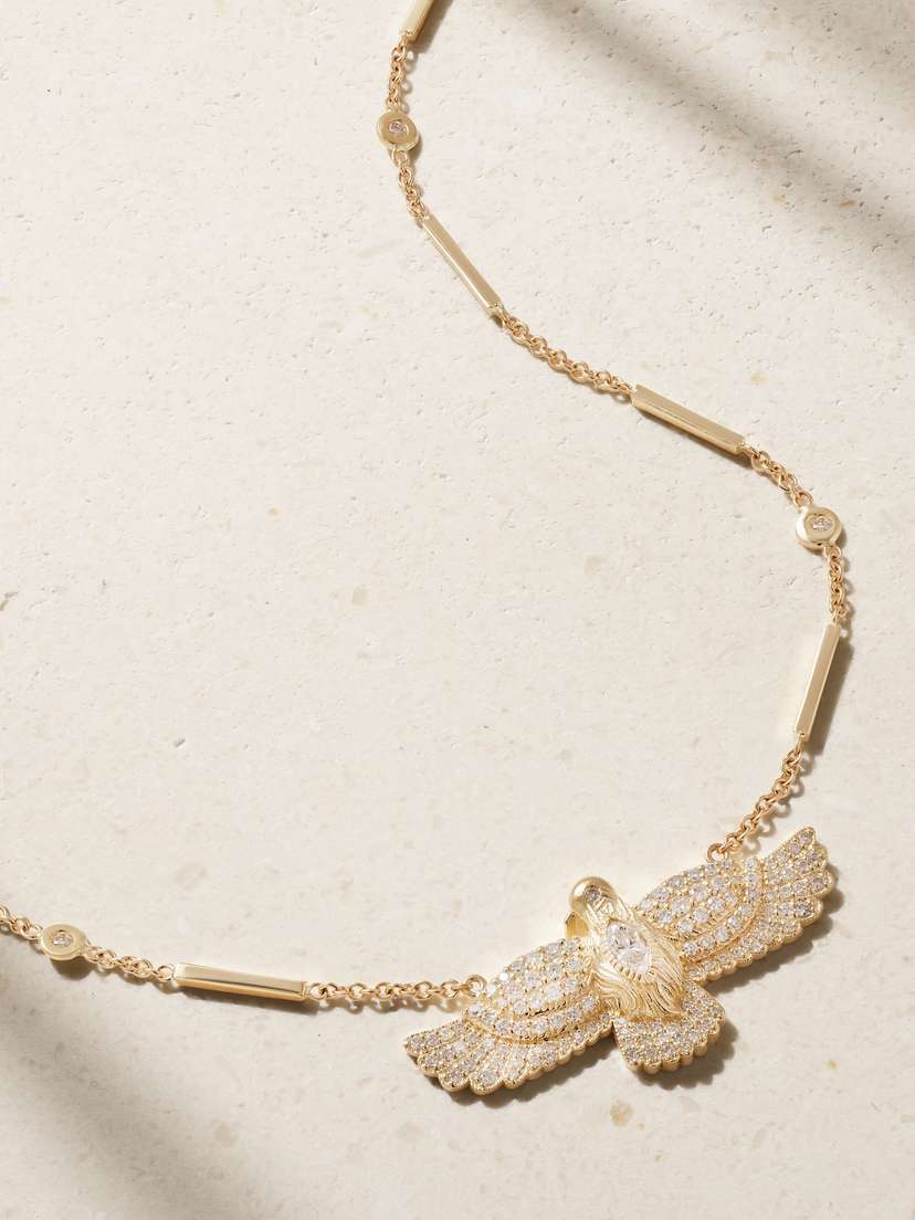 Jacquie Aiche Thunderbird 14-karat Gold Diamond Necklace