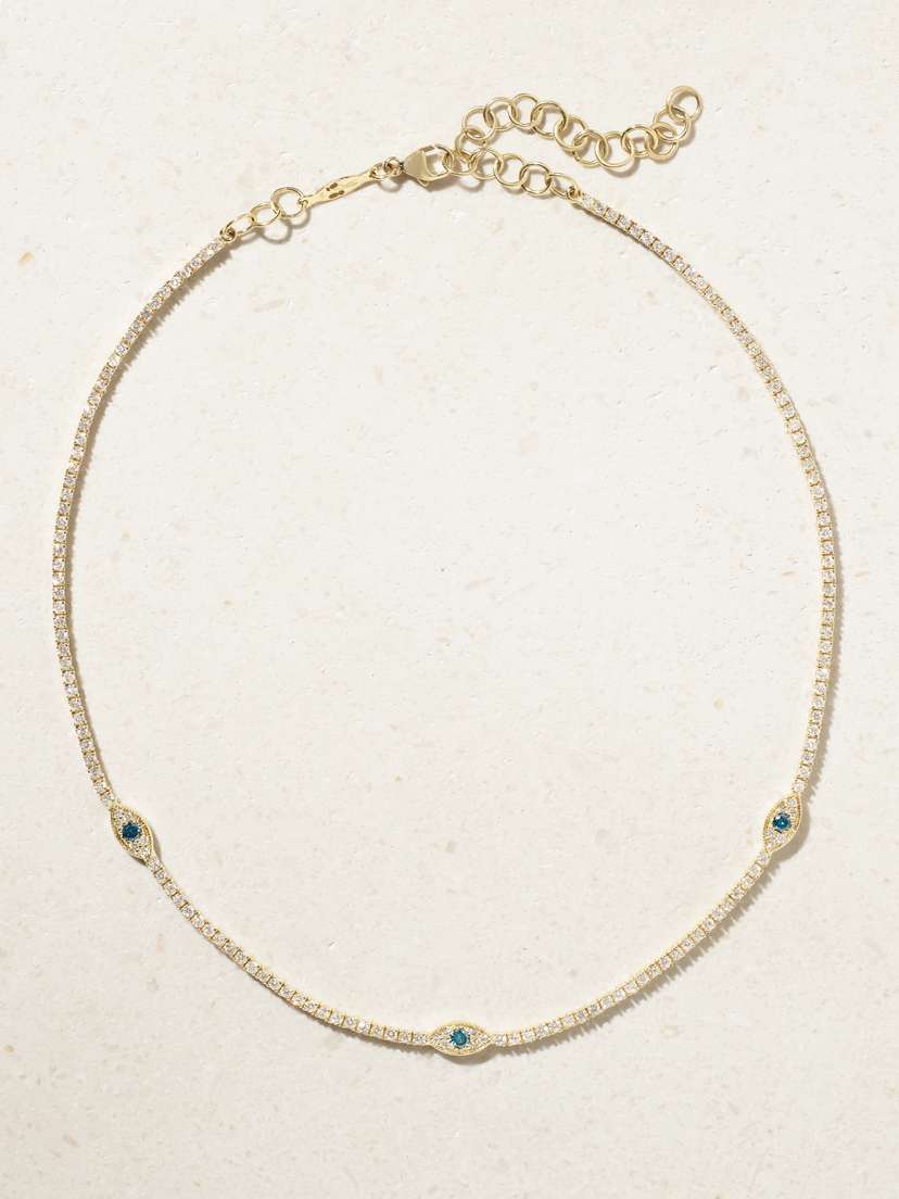 Jacquie Aiche Twiggy 14-karat Gold, Diamond And Sapphire Necklace