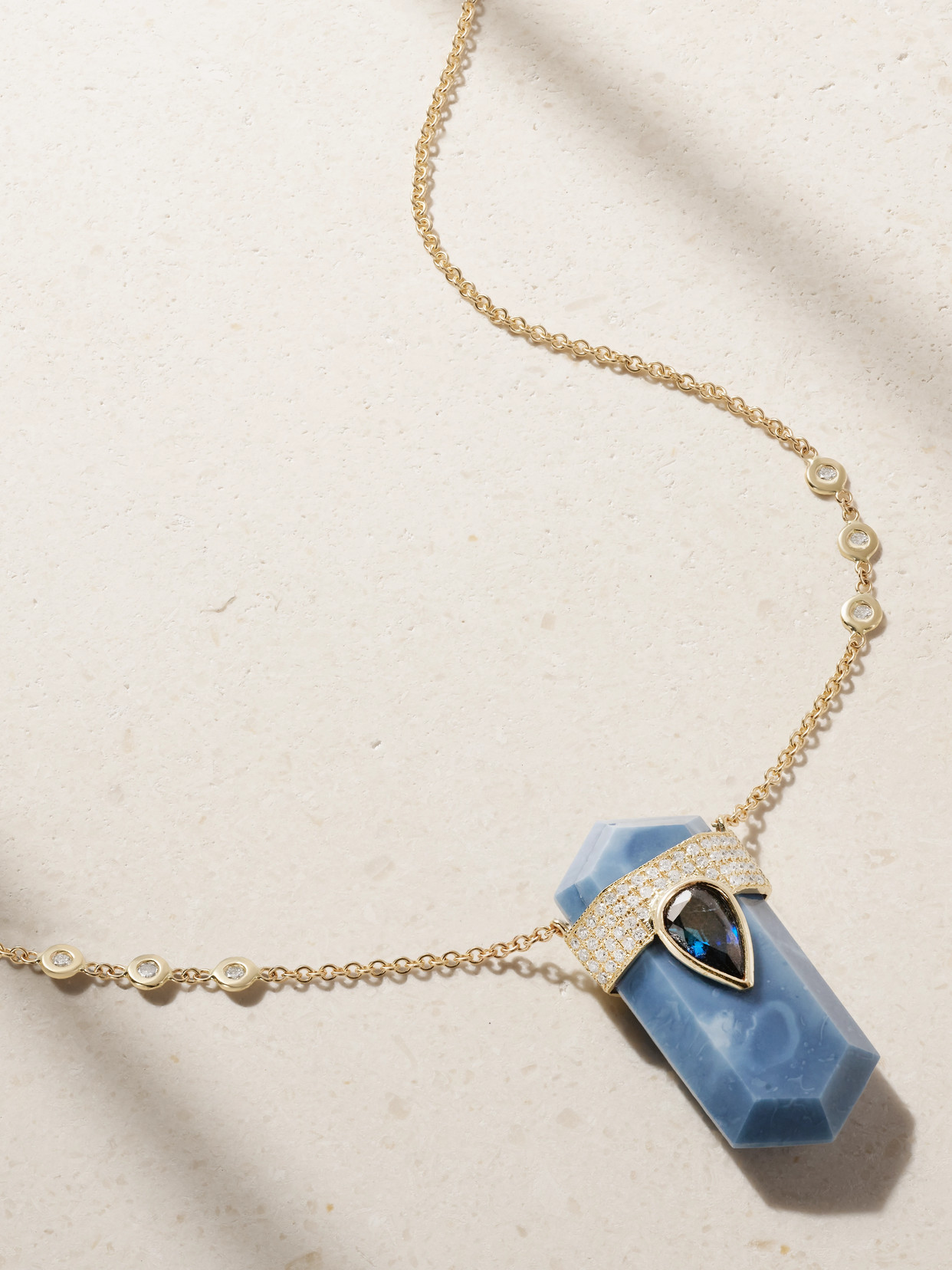 Jacquie Aiche 14-karat Gold Multi-stone Necklace In Blue