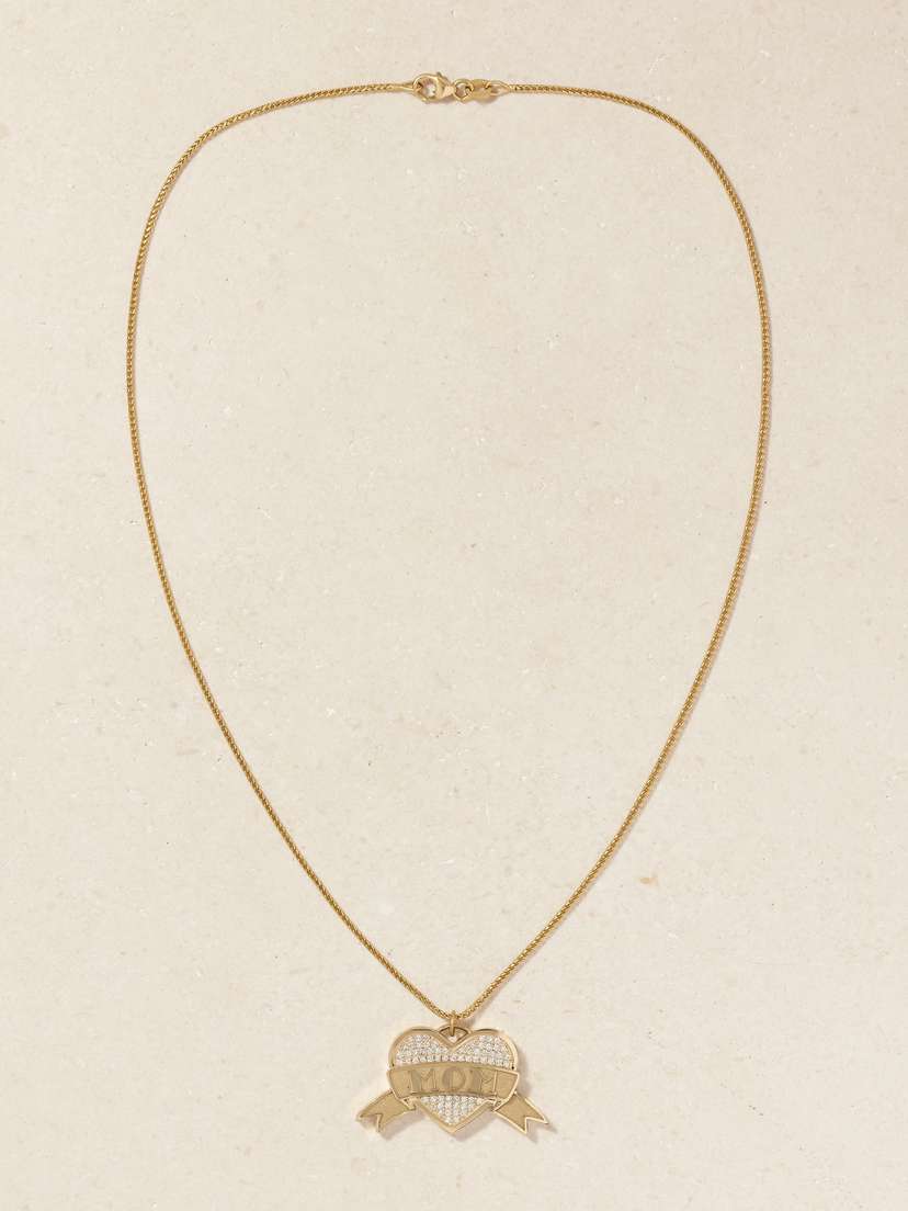 Established Mom Tattoo Small 18-karat Gold Diamond Necklace